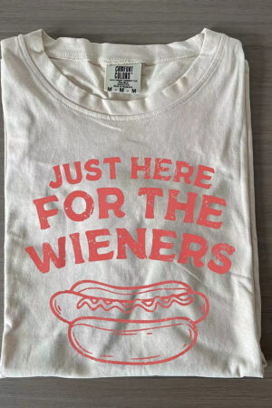 Just Here For The Wieners T-Shirt Funny Graphic Tee For Hot Dog And Humor Lovers