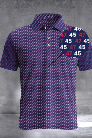 45 47 Trump Commander In Chief Golf Polo Shirt Donald Trump 2025 Merch Apparel For Trump Supporters