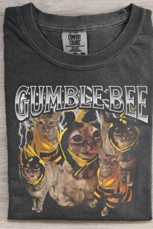 Gumble Bee Cat T-Shirt Cute Pun Graphic Tee For Cat Lovers