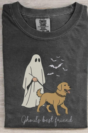 Golden Retriever Halloween T-Shirt Ghouls Best Friend Spooky Cute Tee For Dog Lovers