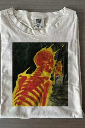 Flaming Skull T-Shirt Bold Graphic Tee For Skull Art Lovers