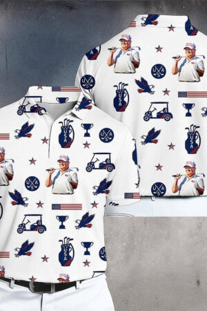 Trump Golf USA Polo Shirt American Flag Apparel For Golf Enthusiasts And Patriotic Fans