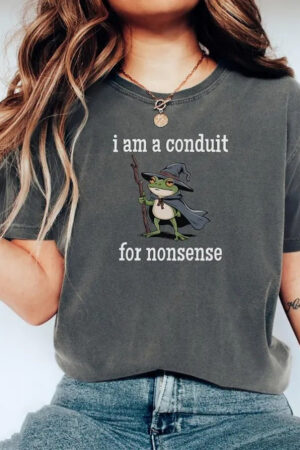 I Am A Conduit For Nonsense T-Shirt Funny Wizard Frog Graphic Tee For Humor Lovers