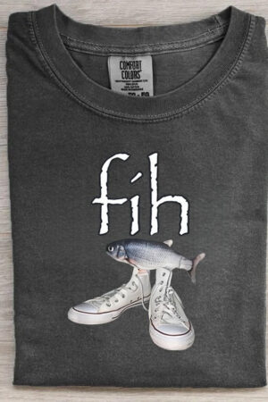 Fih Shoes Misspelled Fish Meme T-Shirt Funny Graphic Tee For Meme And Fishing Fans