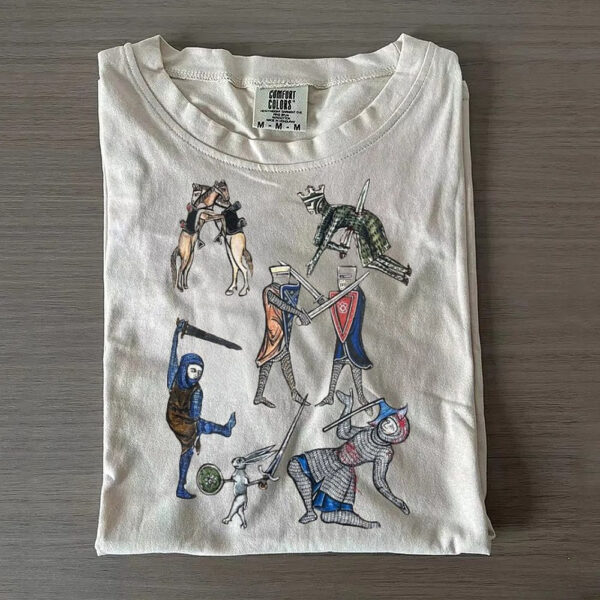Unisex Weird Medieval Battle T-Shirt Quirky Historical Graphic Tee For Humor Lovers