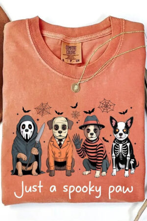Just A Spooky Paw T-Shirt Adorable Halloween Graphic Tee For Pet Lovers