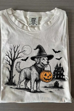 Halloween Dog T-Shirt Festive Graphic Tee For Pet And Halloween Lovers